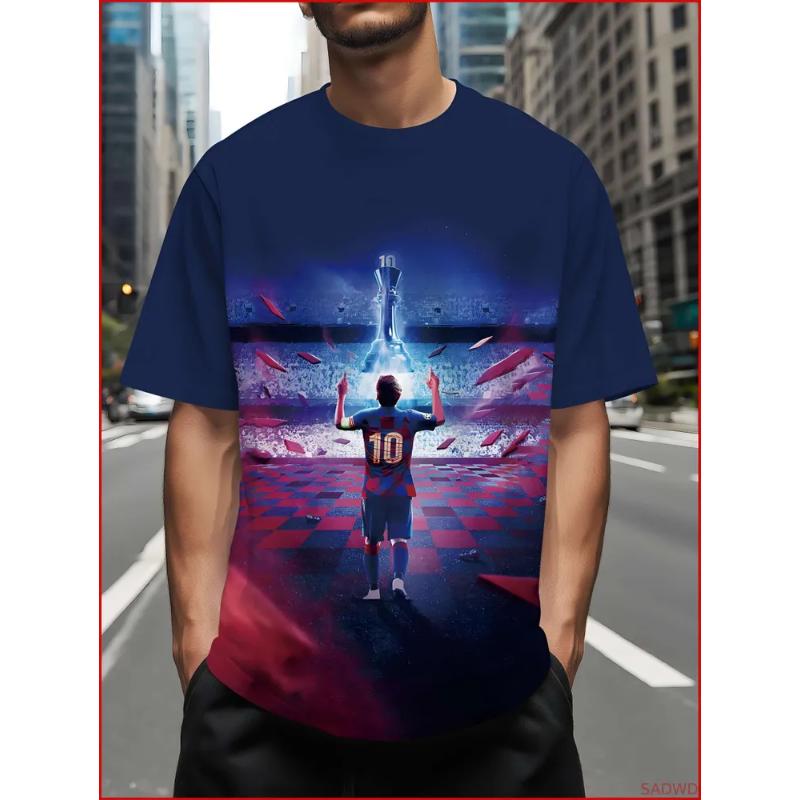 Modisches Herren-Rundhals-Kurzarm-3D-Casual-Farbprint-Casual-Kurzarm-Rundhals-T-Shirt