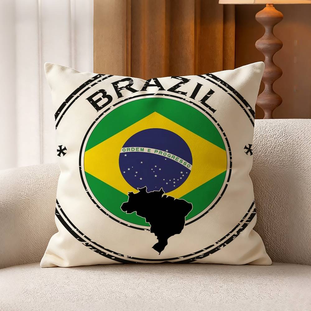 BBrazil FFlag Cotton Linen Square Pillow Covers Home Decor Gifts