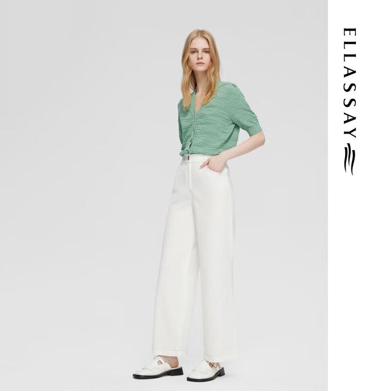 ELLASSAY Women's V-Neck Short Sleeve Knit Cardigan