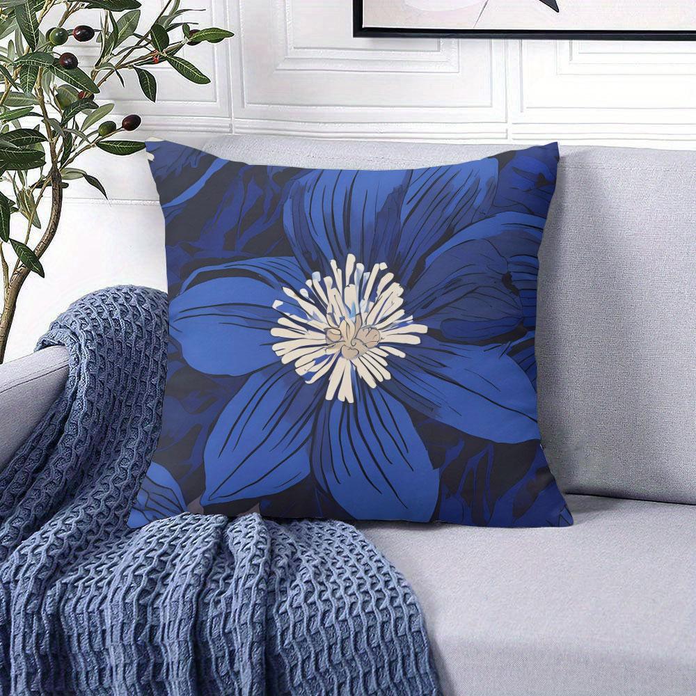 Midnight Bloom square Jacquard Pillow Cover for Sofa Office Waist Cushion Cover Home Decorative Pillowcase