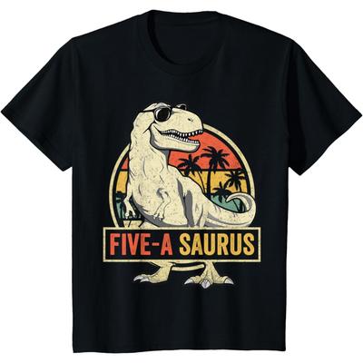 5 Jahre alt Dinosaurier Geburtstag 5. T-Rex Dino Fünf Saurus T-Shirt
