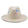 Hat Soft Wool Women Men Graffiti Fedora Hat For Winter Autumn Elegant Lady Gangster Trilby Felt Homburg Church Jazz Hat 55-58CM