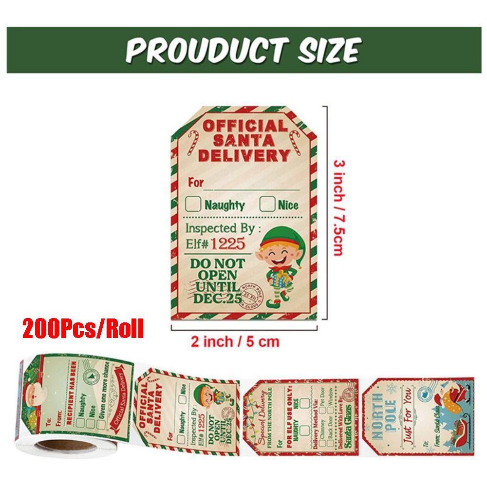 200Pcs/Roll Creative Christmas Gift Tags Stickers Greeting Cards Decorations Christmas Decoration