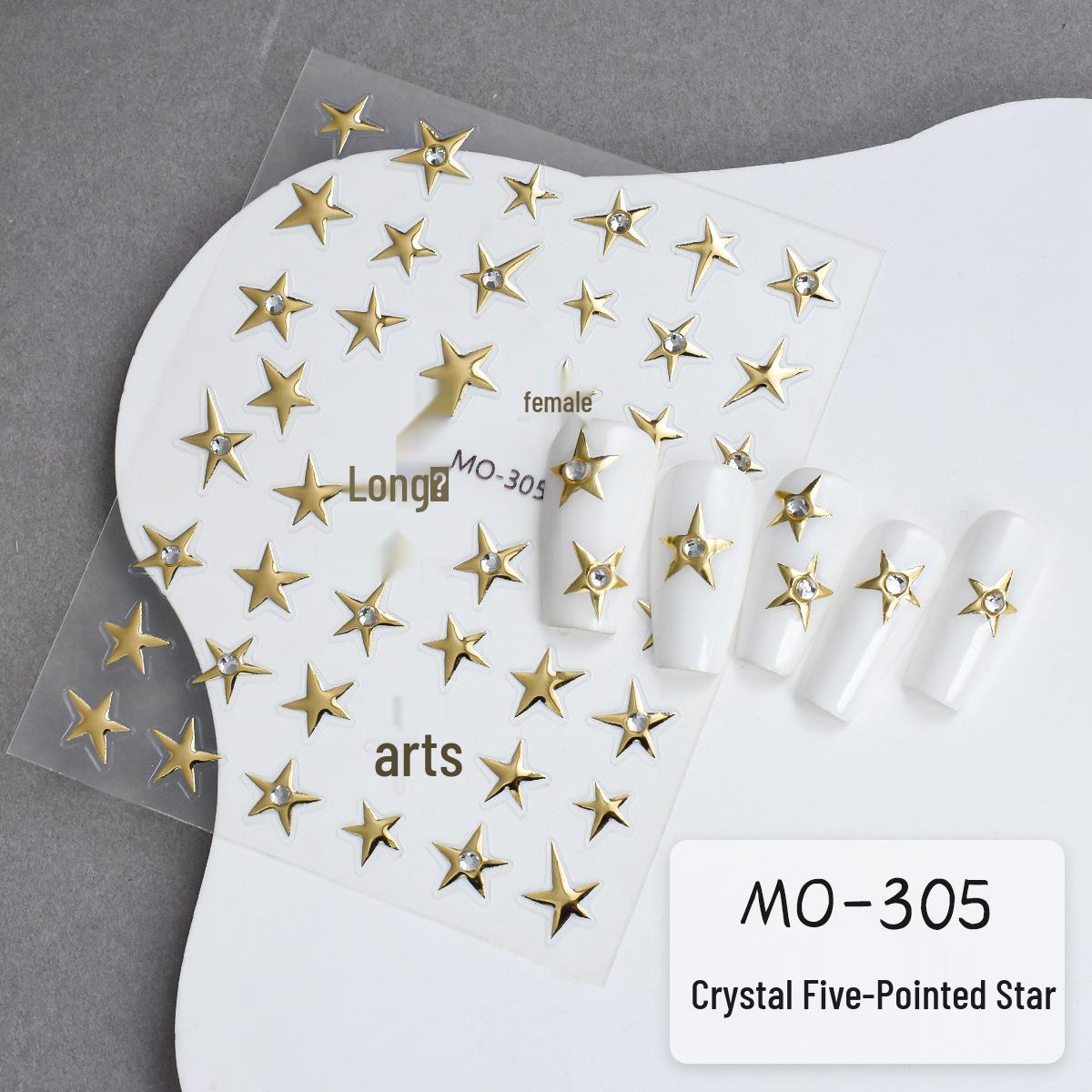 5D Embossed Crystal Diamond Star Nail Stickers - Irregular INS Style Decals
