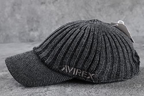 AVIREX Knit Cap, 14986700, Men's and Women's, Black and Gray, Military, American Casual, Streetwear, Outdoor (Gray (85))