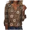 Women's Top Loose Casual V-neck Color Blouses Bell 3/4 Sleeve T-shirt