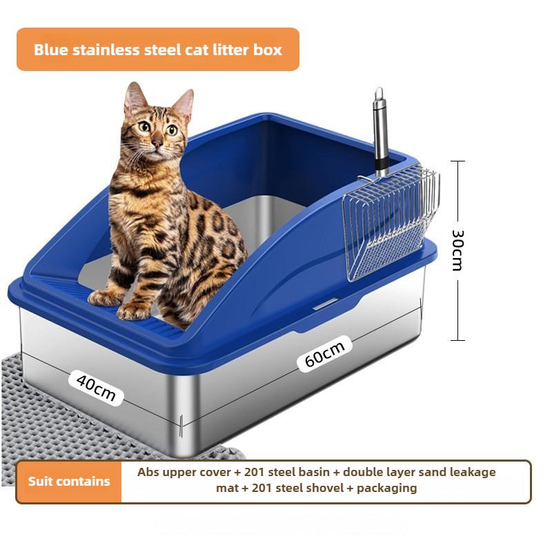 Stainless Steel Cat Litter Box Enclosed Large Cat Toilet Deodorizing Easy To Clean Pet Supplies Anti-corrosion Cat Bedpans