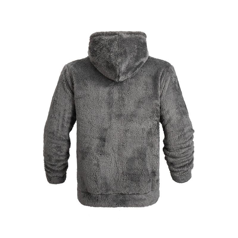 Men's American Style Double Sided Fleece Hooded Jacket, Thick Warm Full Zip Cardigan, Loose Fit Casual Coat for Spring Autumn