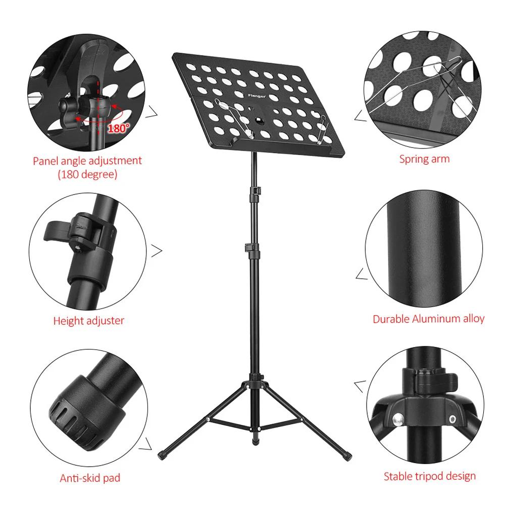Flanger Collapsible Sheet Music Score Tripod Stand Lightweight Music Stand Retractable Metal Music Stand For Guitar Violin