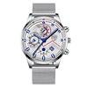 Men'S Stainless Steel Mesh Strap Watch Fashion Calendar Luminous Quartz Watch