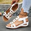 Sandali da Donna Estivi con Zeppa e Bocca di Pesce Fibbia Metallica Elastici Slip-On Scarpe alla Moda da Donna Taglie Forti
