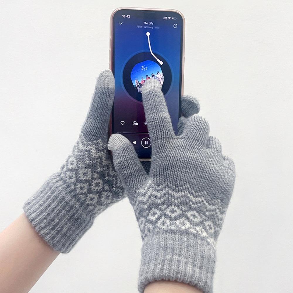 Warm Touch Screen Gloves Knitted Skiing Gloves New Full Finger Gloves  Unisex