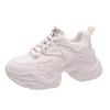 Comfortable Women's Dad Shoes Thick Sole Heightening  Spring Autumn Pure Color Adult Laced Polyurethane Casual Sports Shoes