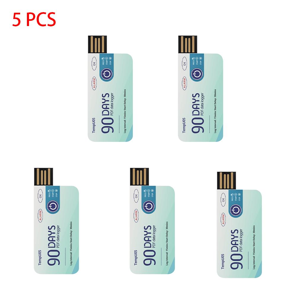 TempU05 Temperature Data Logger 10000 Points Capacity 60/90 Days PDF Report Temperature Recorder For Cold Chain Shipping 1/5pcs