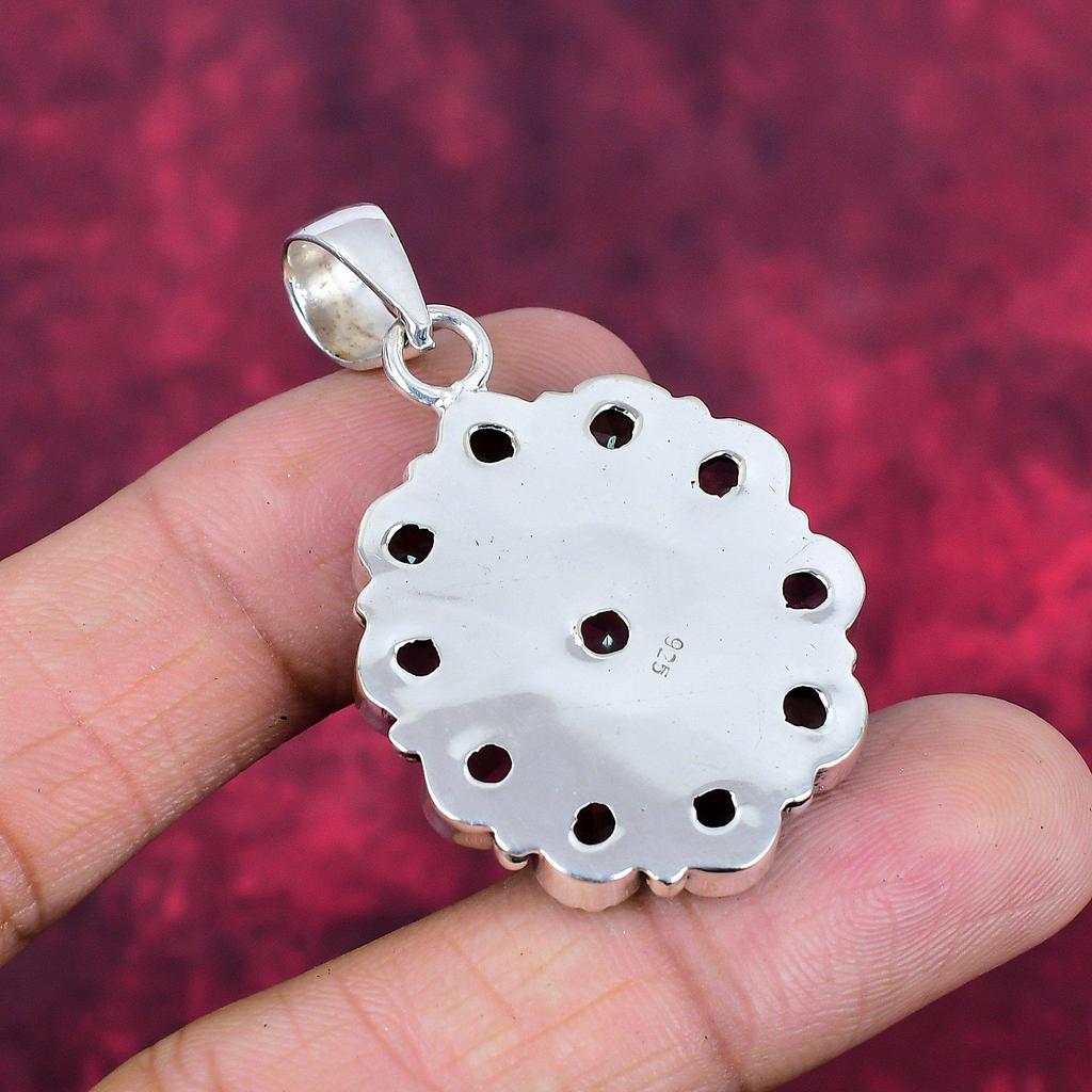 Pendentif en argent sterling massif 925 avec topaze mystique, bijou fait main en pierres précieuses, pour le Memorial Day