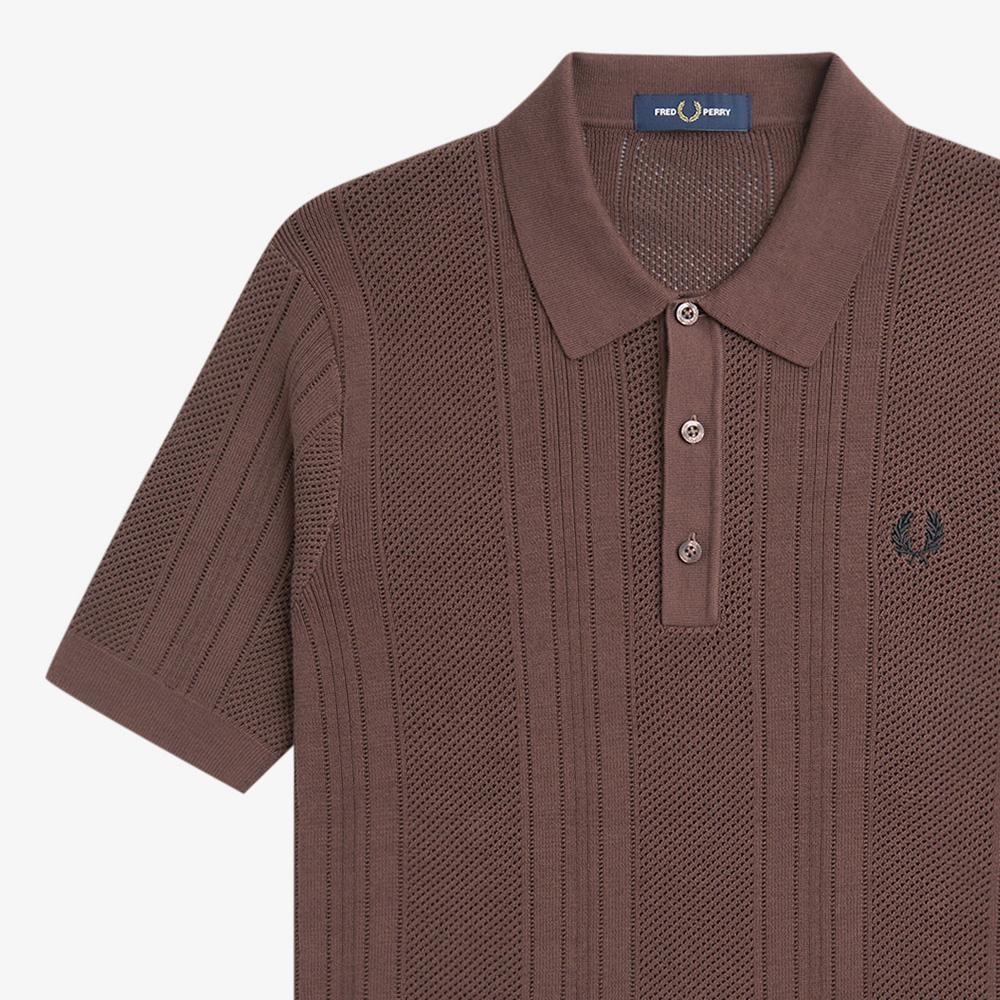Fred Perry [Sharp] Cotton Crochet Knit Polo Shirt (U53) Afpm2417861-U53