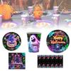 Party Halloween Tableware Set Luminous Plate Cups Napkins Tablecloth Celebration