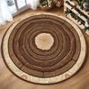 Natural Wood Tree Ring Round Rug Realistic Annual Ring Texture Non Slip Carpet Rustic Farmhouse Mat Living Room Decor
