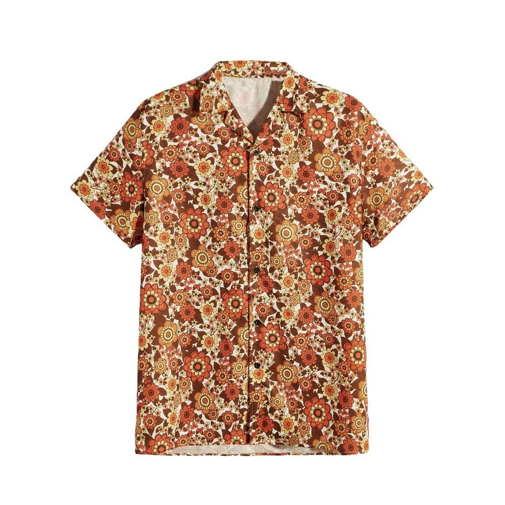 Summer Fashion Casual Holiday Beach Shirt 3D Flower Pattern T-shirt Retro Short Sleeve Street Vacation Outdoor Men's and Women's Shirt
