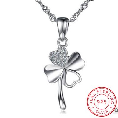 Collier avec pendentifs en cristal de Style trèfle pour femmes, accessoire ras du cou en argent Sterling 925 pur, pour fête de mariage