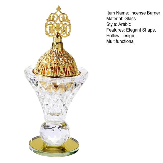 Arabic Incense Burner Glass Desktop Incense Holder with Lid Hollow