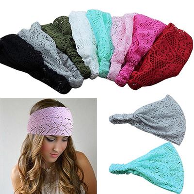 Girl Fashion Stretchy Wide Head Band Lace Head Turban Bandanas Hairband