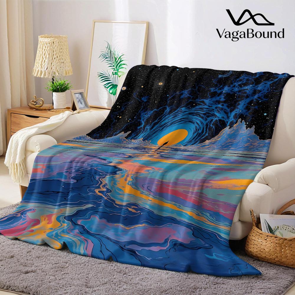 Cosmic Horizon Flannel Blanket Warm Soft Halloween Christmas Couch Warm Cozy Decorative Decor Gift for All Season