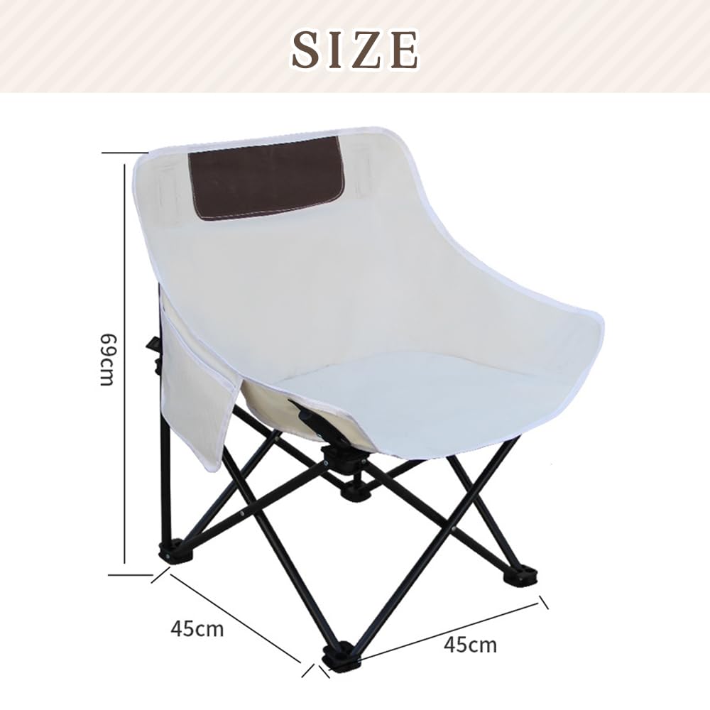69 X 45 X 45cm Camping Chair Folding Outdoor Chair Lightweight With Side Pockets Legs Load Capacity 100kg No Assembly Required Stylish Black White