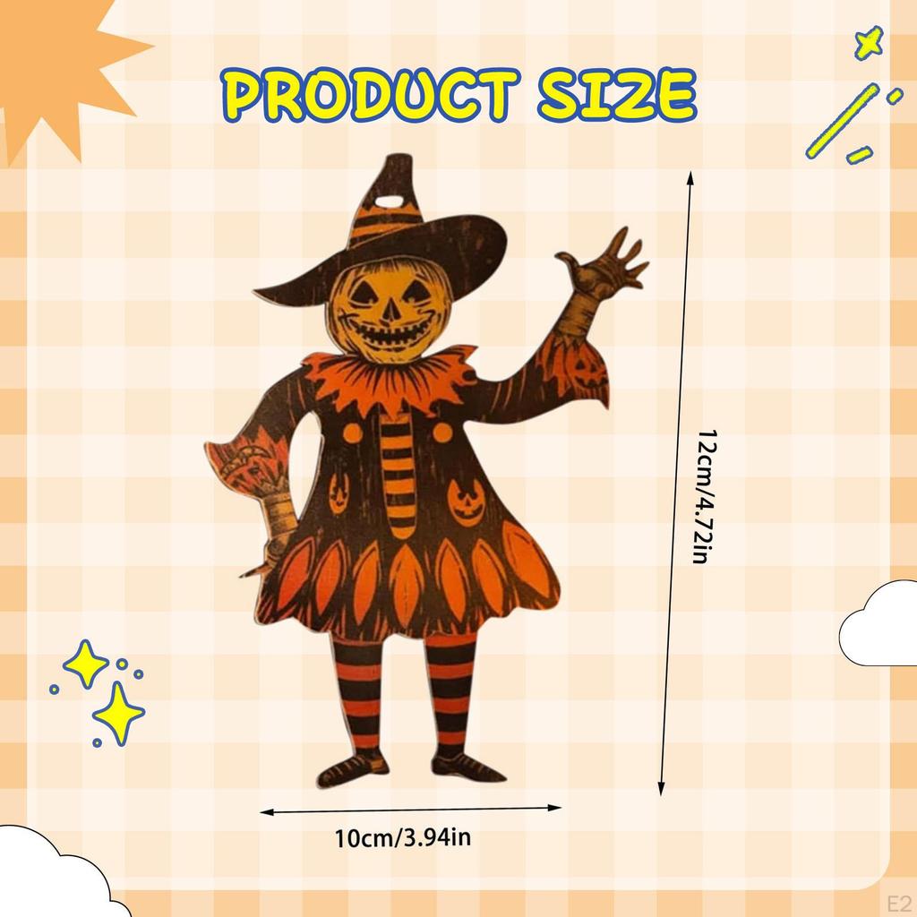 Halloween Decor Wood Banner,Wall Bunting Sign,Cartoon Wall Garland Flag Decoration for