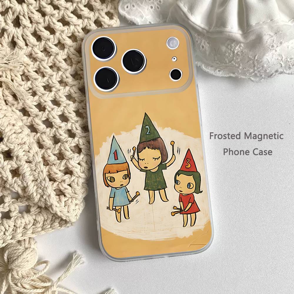 

Paintings Art Yoshitomo Nara Frosted Clear Magnetic Case for iPhone 17,16,15,14,13,12,11 Pro,Max,Plus,Mini,Air,E iPhone11PROMAX