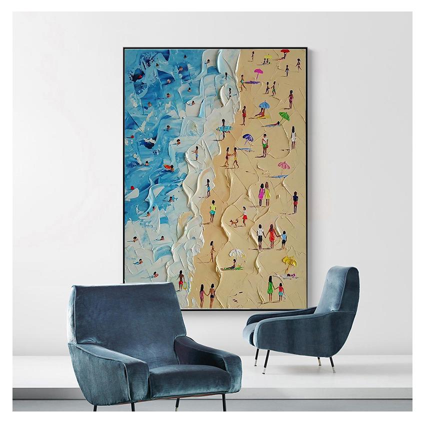 Seascape Knife Painting Oil Painting Poster The Picture On the Wall Pictures For Living Room  Canvas Painting Summer Beach