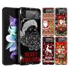 Merry Christmas Hard PC Phone Case For Samsung Galaxy Z Flip 5 4 3 Black Cover For Galaxy Z Flip 6 Foldable Shockproof Case Capa