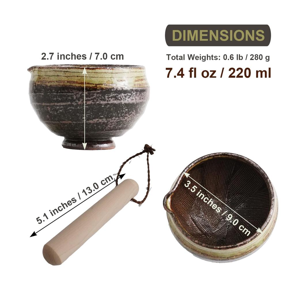Fukubeya Takada Ware Sesame Mortar Sesame Grinder Palm Size Sesame Sesame Sesame Sesame Sesame Suitable for Dressing and Sauce Pot Line Engraving