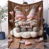 Schönes Gnom-Paar Flanelldecke mit Herzmuster Warmer Überwurf Leichte Kuscheldecke für Wohnzimmer Valentinstagsgeschenk