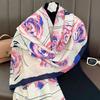 New Korean version of Xiaoxiangfeng camellia cotton and linen scarf, foreign style, fashionable and versatile, autumn and winter neck protection