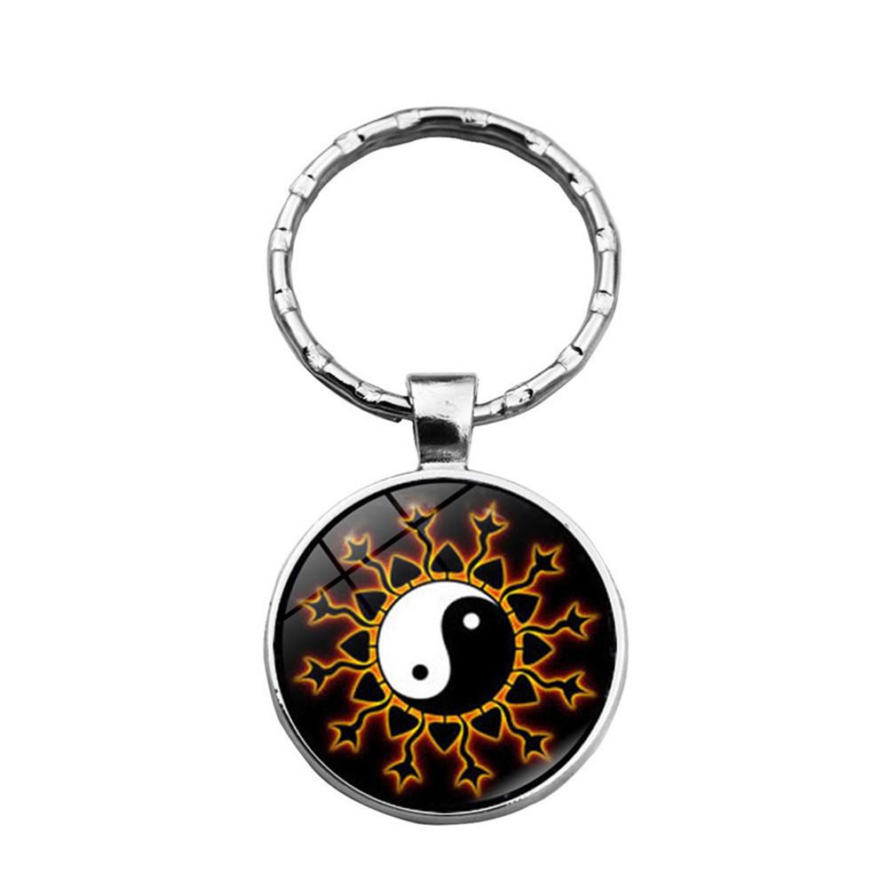 Chic Yin Yang Taiji Time Gem Keychain Zinc Alloy Key Ring With Unique Colors