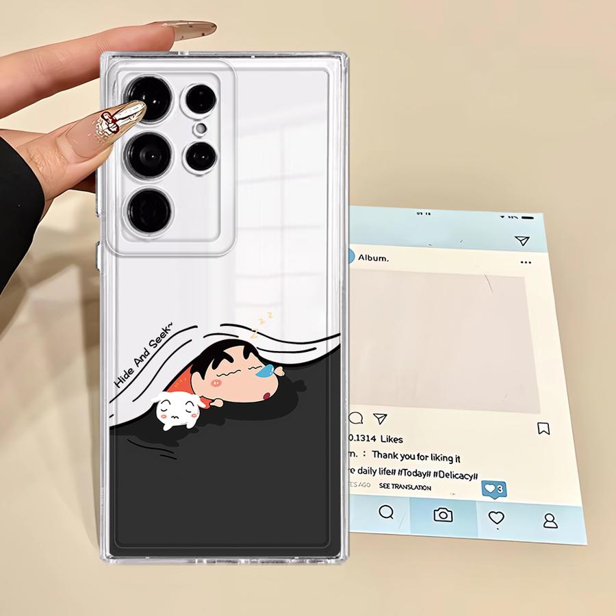 Case for Samsung Galaxy Note 20 Ultra 10 S23 Ultra S20 Plus S25 Edge S26 S22 FE S21 S24 Phone Cover Cute Crayons Shinchan
