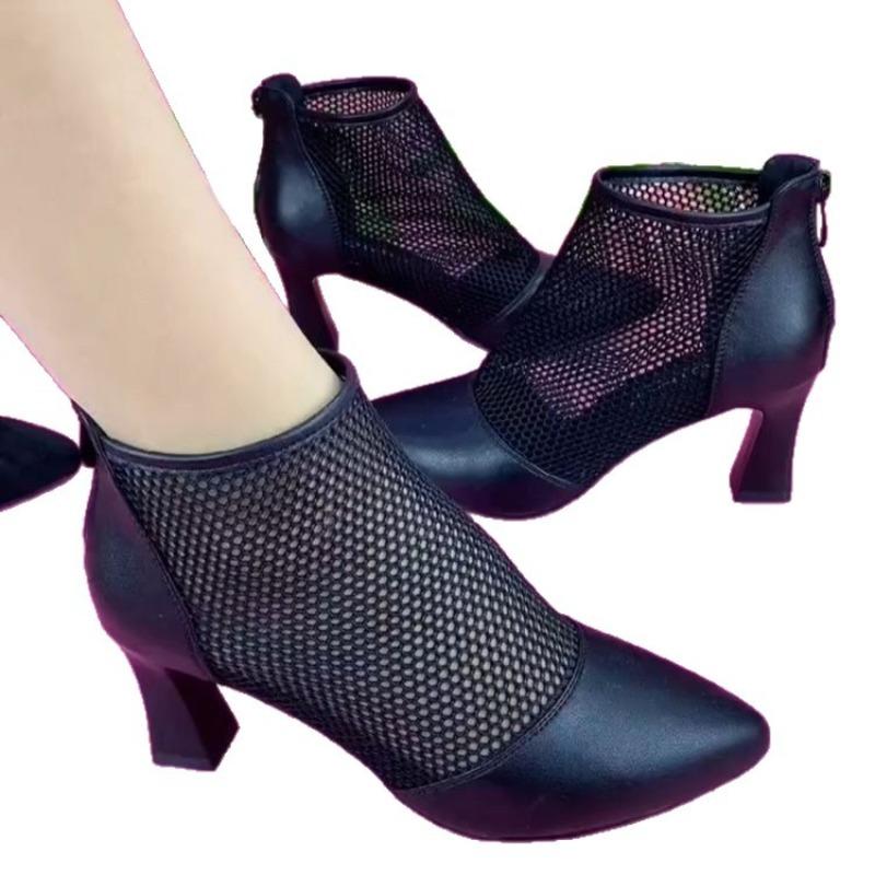 Soft Leather Ankle Boots, New Style Women's Shoes, Sandals, High Heels, Hollow Short Boots