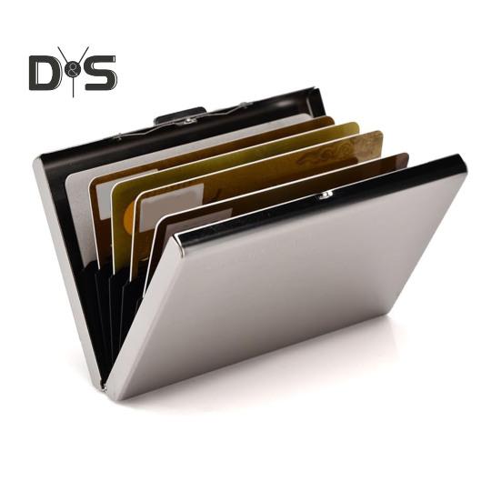 Suport subțire pentru carduri, suportă până la 10 carduri, portabil din oțel inoxidabil, blocare RFID, protejează confidențialitatea, portofel pentru carduri, organizator ușor pentru carduri