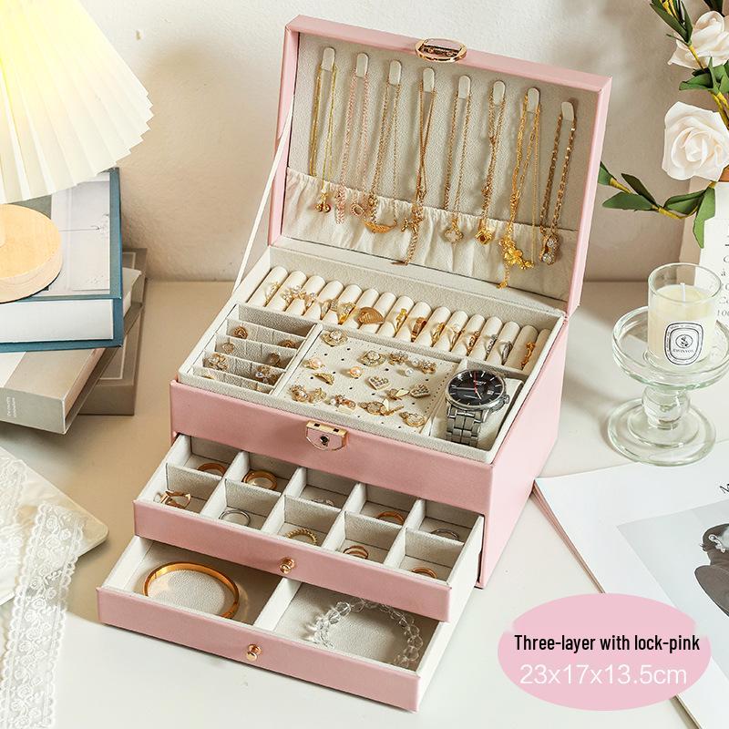 Locked Multi-Layer Jewelry Organizer: Anti-Oxidation Storage for Earrings, Necklaces, and Rings