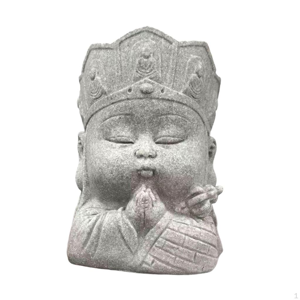 Buddha Monk Statue Sitting Decorative Figurine Sandstone Sculpture Tea Pet