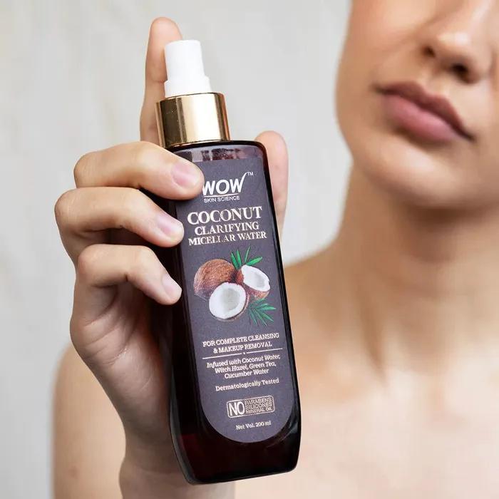 Wow Skin Science Coconut Clarifying Micellar Water für eine gründliche Reinigung und Make-up-Entfernung, 200 ml