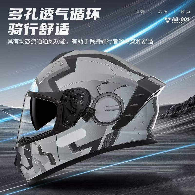 DOT CCC Certified Full Face Motorcycle Helmet Men Women All Season Use With Anti-Fog Visor