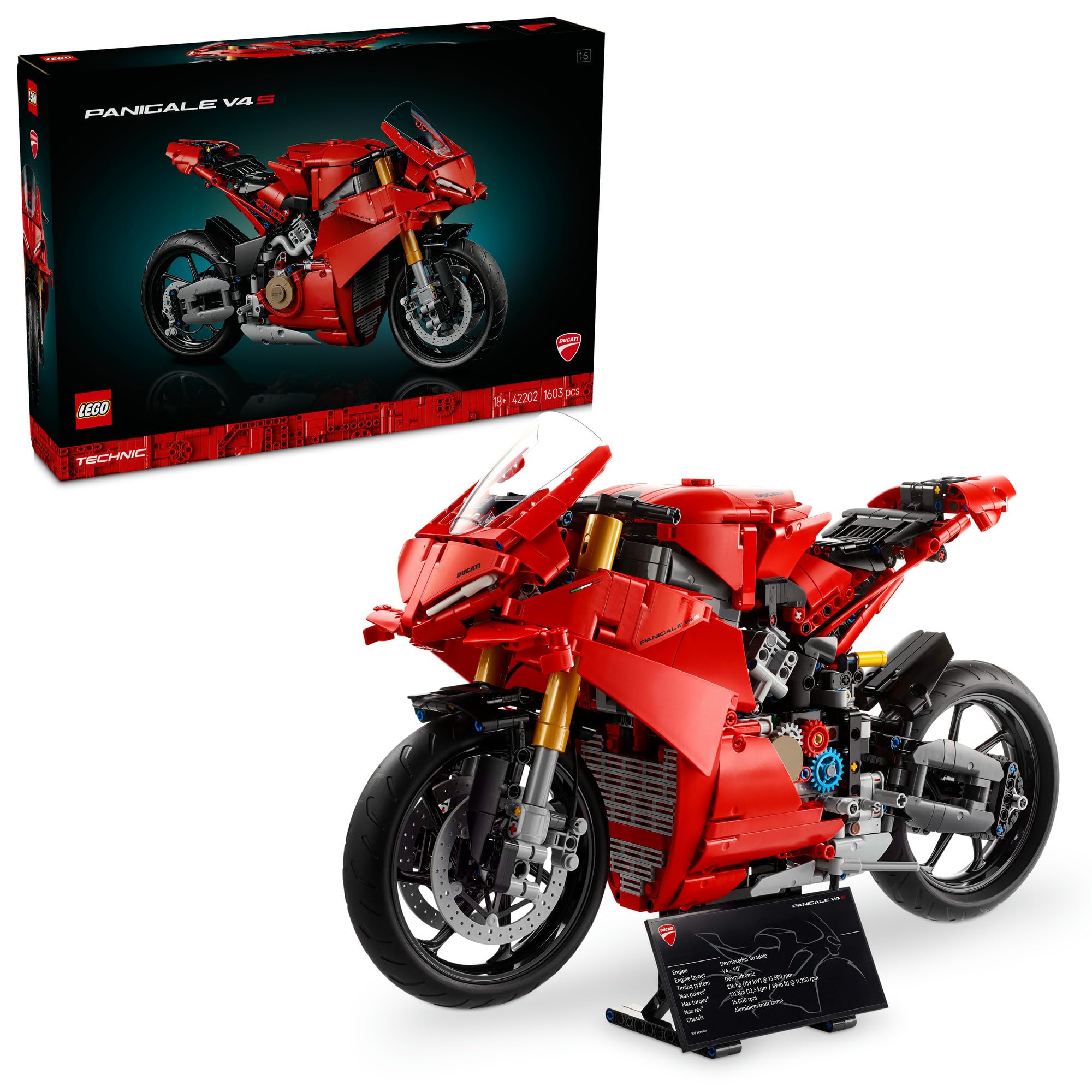 Игрушка LEGO Technic Ducati Panigale V4 S, Подарок на день рождения, Строительные блоки, Подарок на День отца, Для мужчин, Для женщин, Транспортное средство, Мотоцикл, 42202