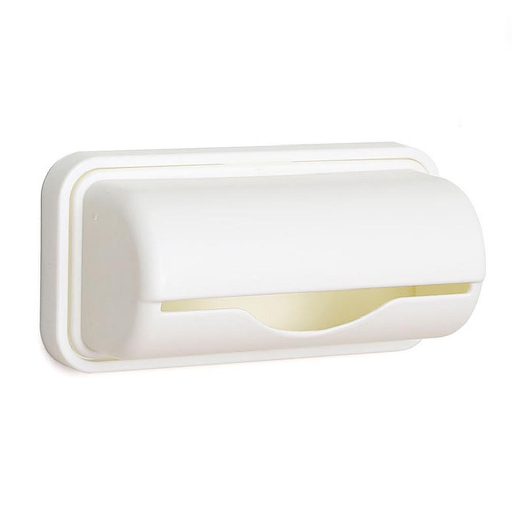 Wall Mounted Trash Bag Holder Plastic Drill Free Garbage Bag Dispenser for Home Kitchen White