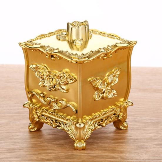 Toothpicks Box European Style Vibrant Color 3 Grids with Lid Relief Pattern Decorative Plastic All-Purpose Toothpick Cotton Swab Organizer Box Home