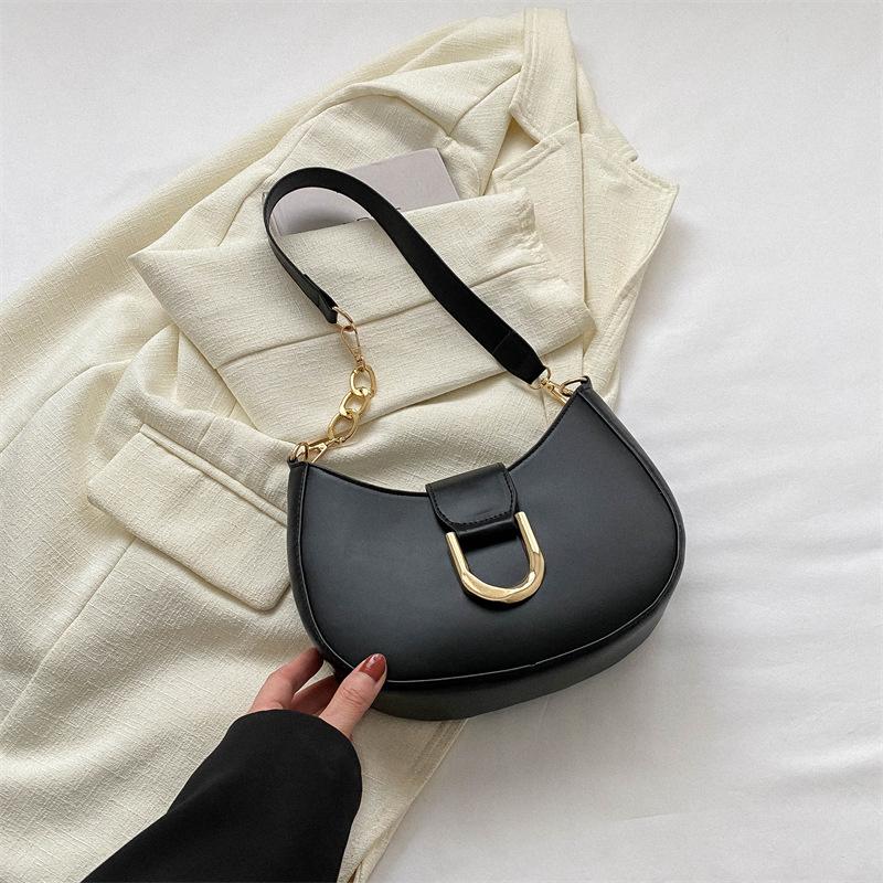 

Pop crescent bag niche trend bag women s summer new fashion armpit bag simple shoulder bag чёрный