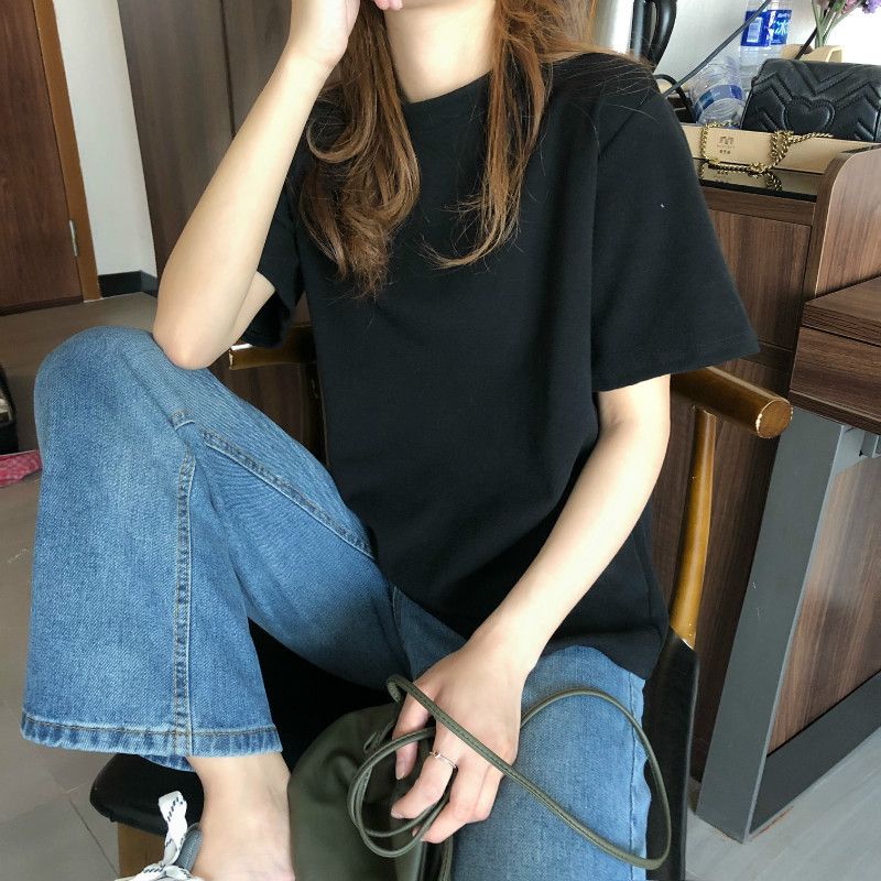 Half Sleeved round Neck Neck Solid Color T-shirt Half Sleeve round Neck Pure Color T-shirt