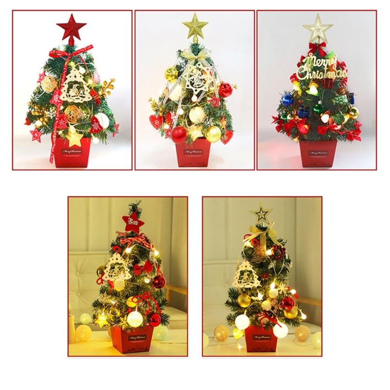 1Pcs Tabletop Christmas Tree with Bright LED Lights Home Decoration Accessories Stylish Holiday Present for Men Women