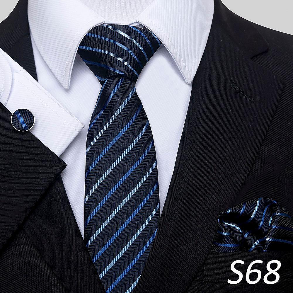 Men'S Tie Three-Piece Set Striped Flower Series Shang Tie